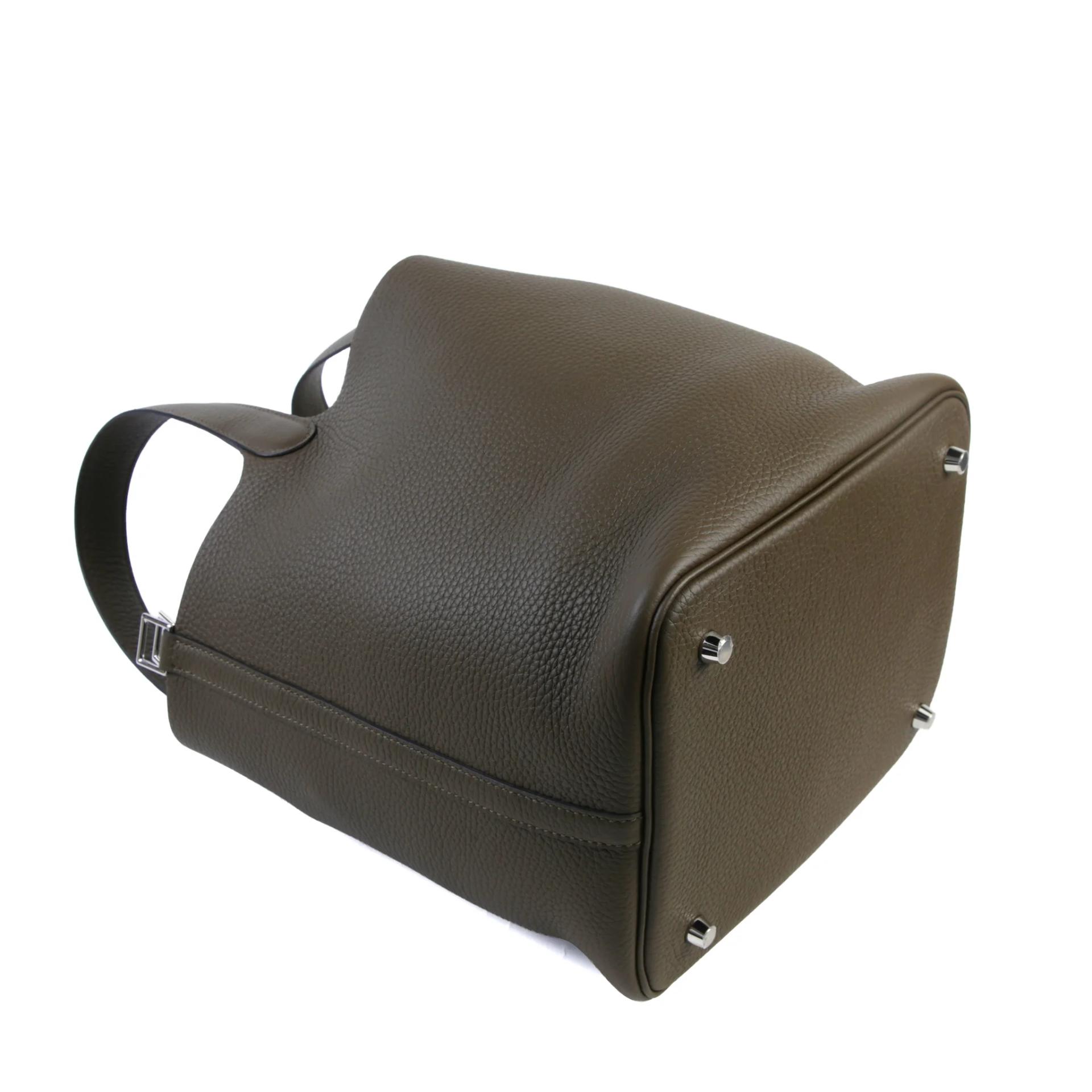 Brand New ( Rank N ) HERMÈS Picotin Lock MM Vert Loden (V8) Clemence Palladium hardware G (2026) - 6
