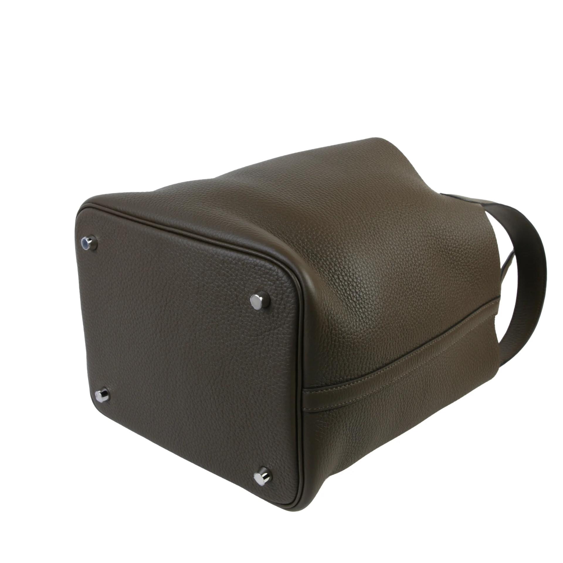 Brand New ( Rank N ) HERMÈS Picotin Lock MM Vert Loden (V8) Clemence Palladium hardware G (2026) - 7