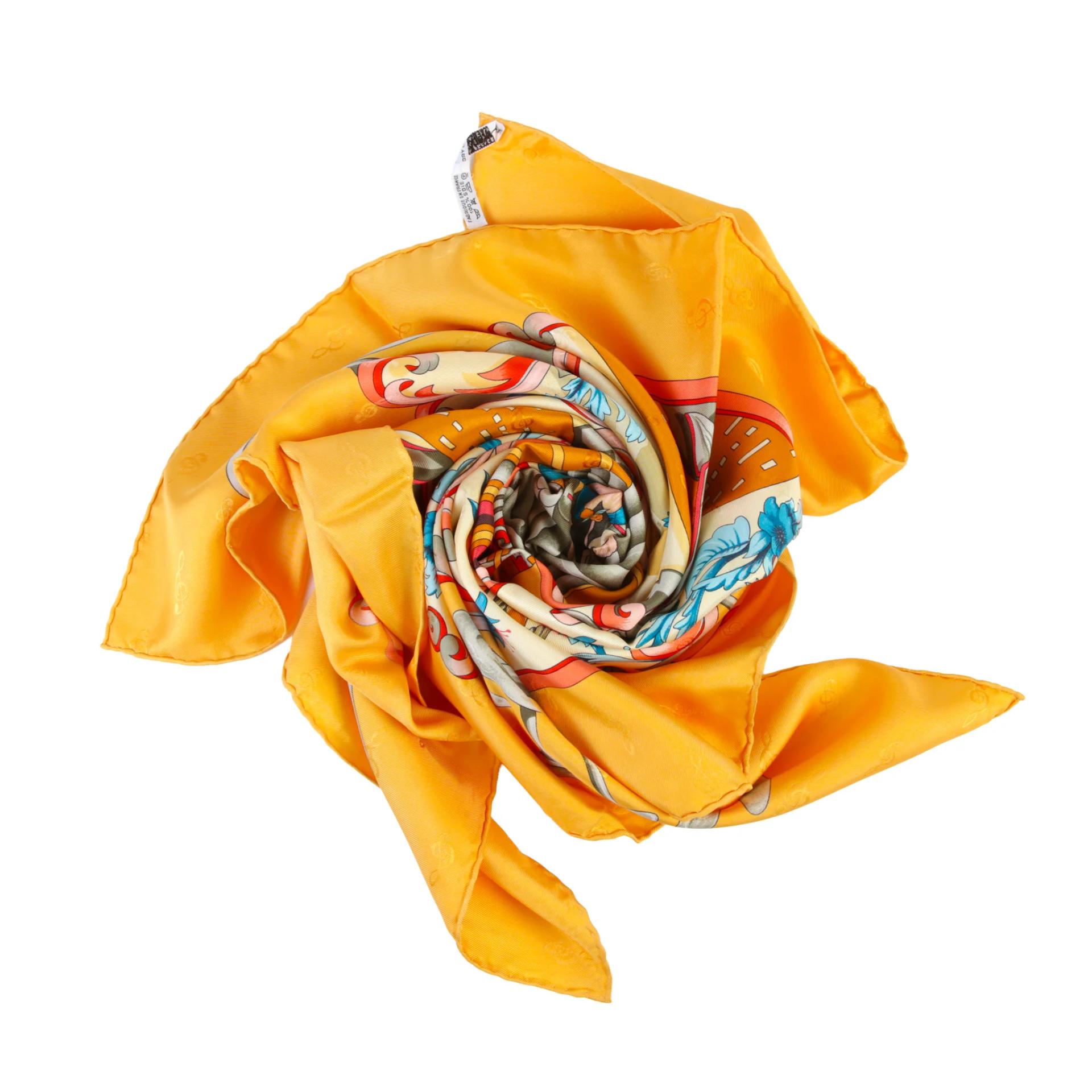 Very Good ( Rank A) HERMÈS Carre 90 scarf ORGAUPHONE ETAUTRES MECANIQUES Orange Silk - 5