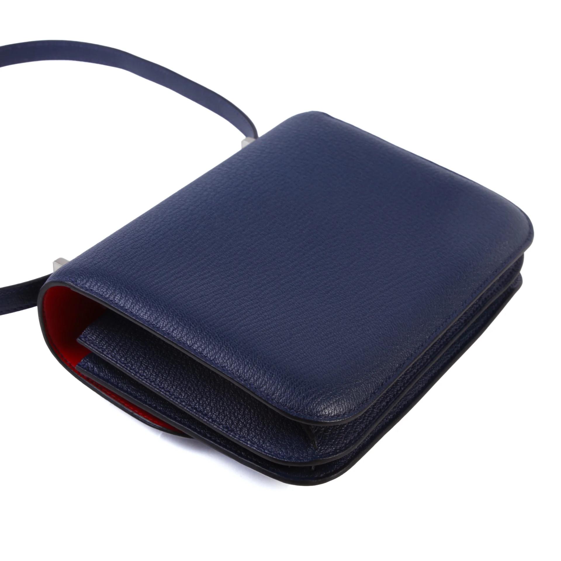Excellent ( Rank SA ) HERMÈS Constance Mini Verso Navy (7U) Rouge de Coeur (S3) Chamkila Palladium hardware K (2025) - 6