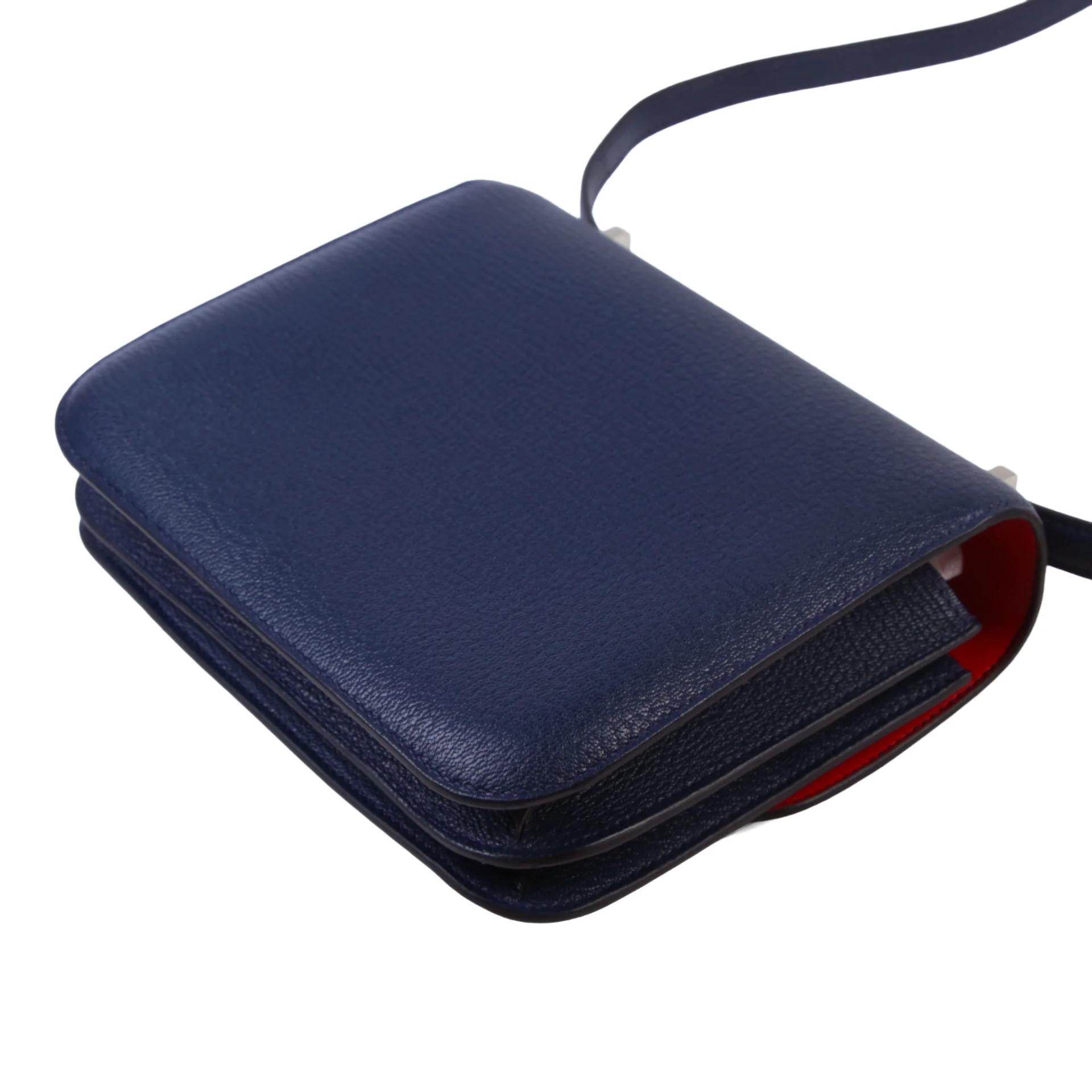Excellent ( Rank SA ) HERMÈS Constance Mini Verso Navy (7U) Rouge de Coeur (S3) Chamkila Palladium hardware K (2025) - 7