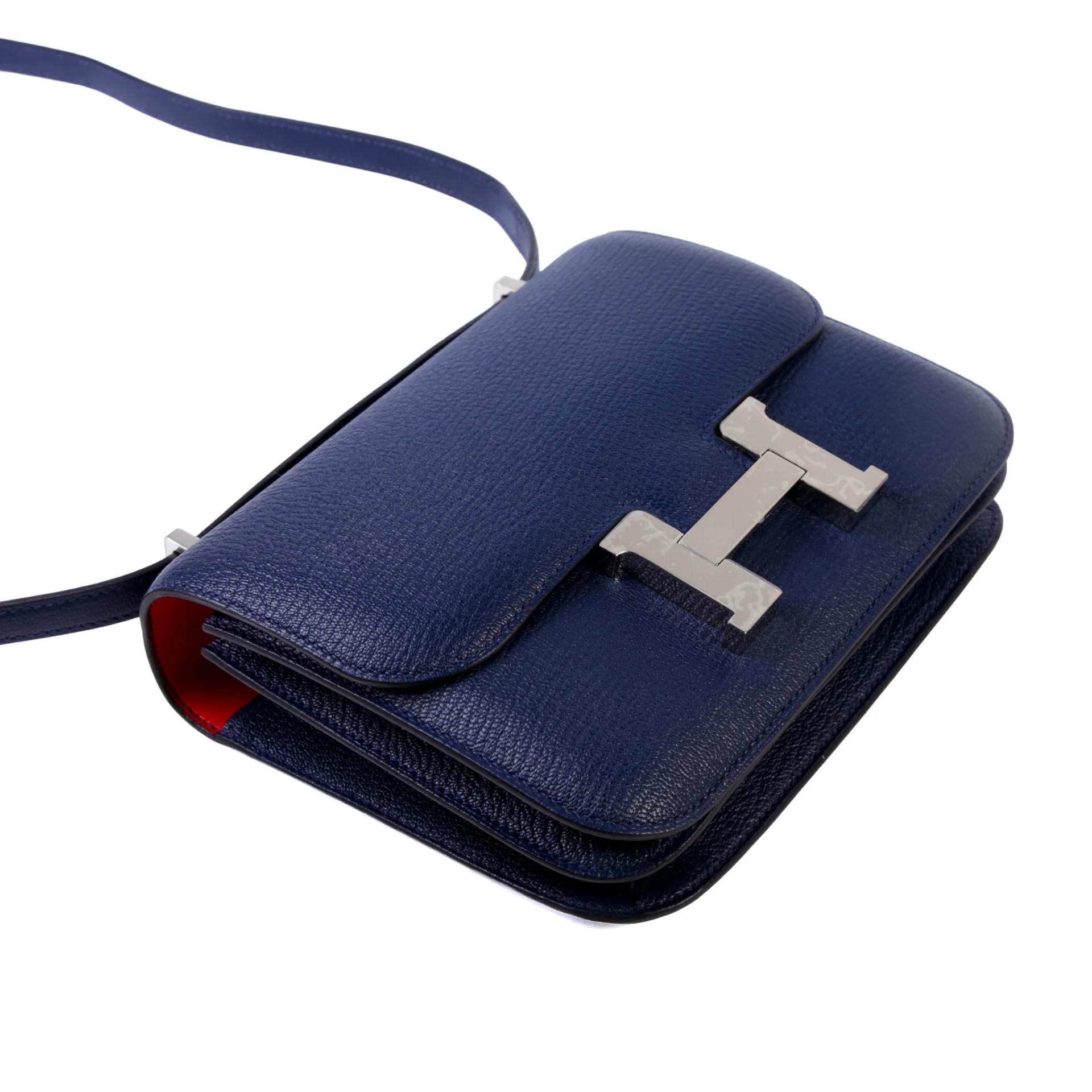 Excellent ( Rank SA ) HERMÈS Constance Mini Verso Navy (7U) Rouge de Coeur (S3) Chamkila Palladium hardware K (2025) - 4