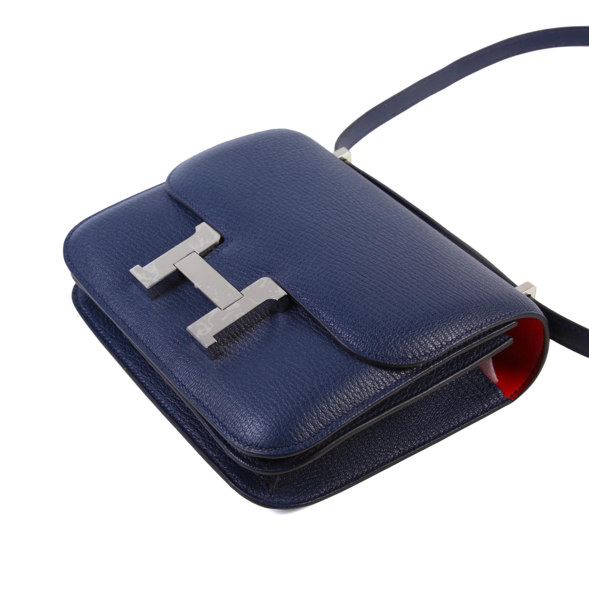 Excellent ( Rank SA ) HERMÈS Constance Mini Verso Navy (7U) Rouge de Coeur (S3) Chamkila Palladium hardware K (2025) - 5