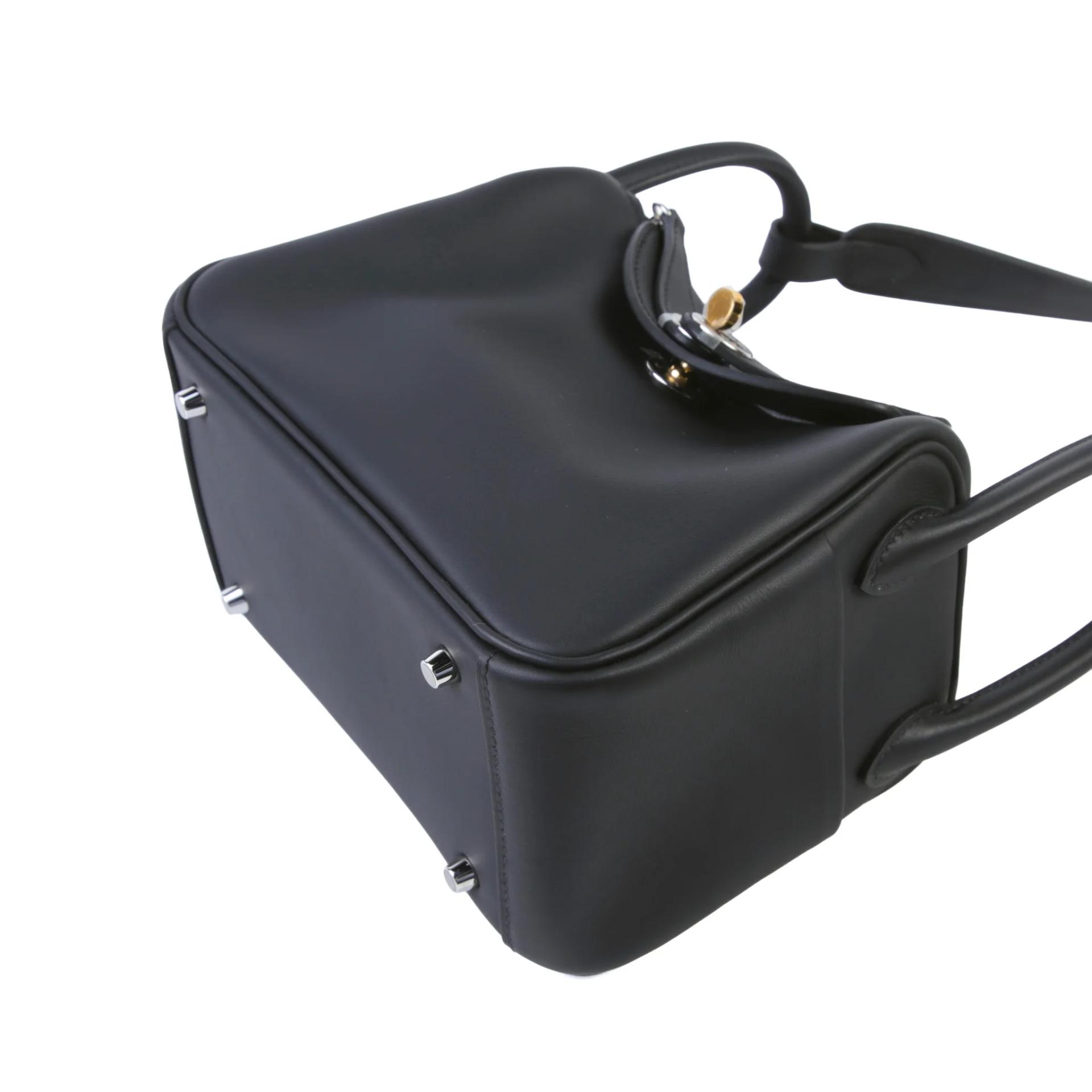 Unused ( Rank NS ) HERMÈS Mini Lindy Noir (89) Swift Electrum hardware K (2025) - 5