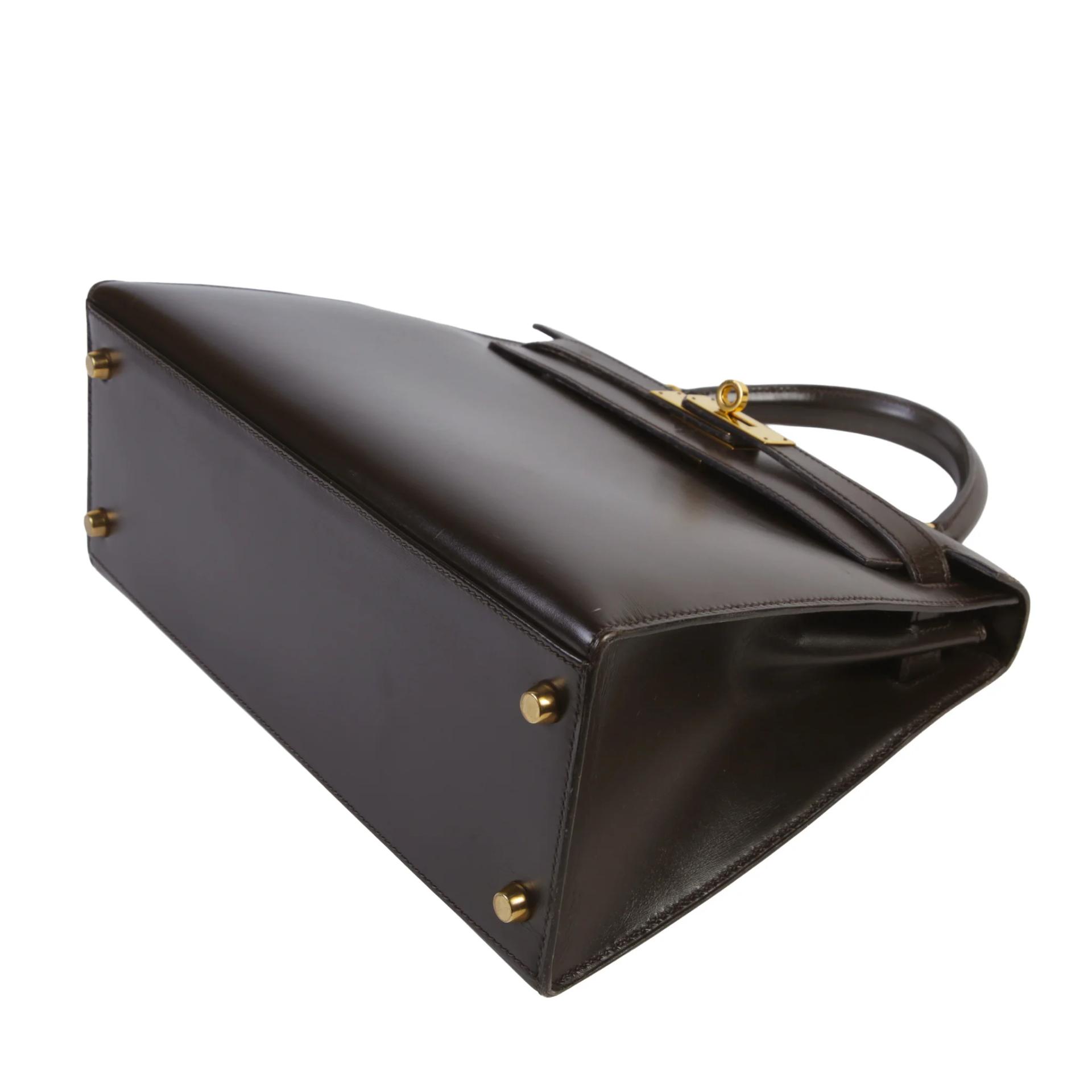 Good ( Rank AB) HERMÈS Kelly 28 Brown Box-calf Gold hardware Circle W (1993) - 5