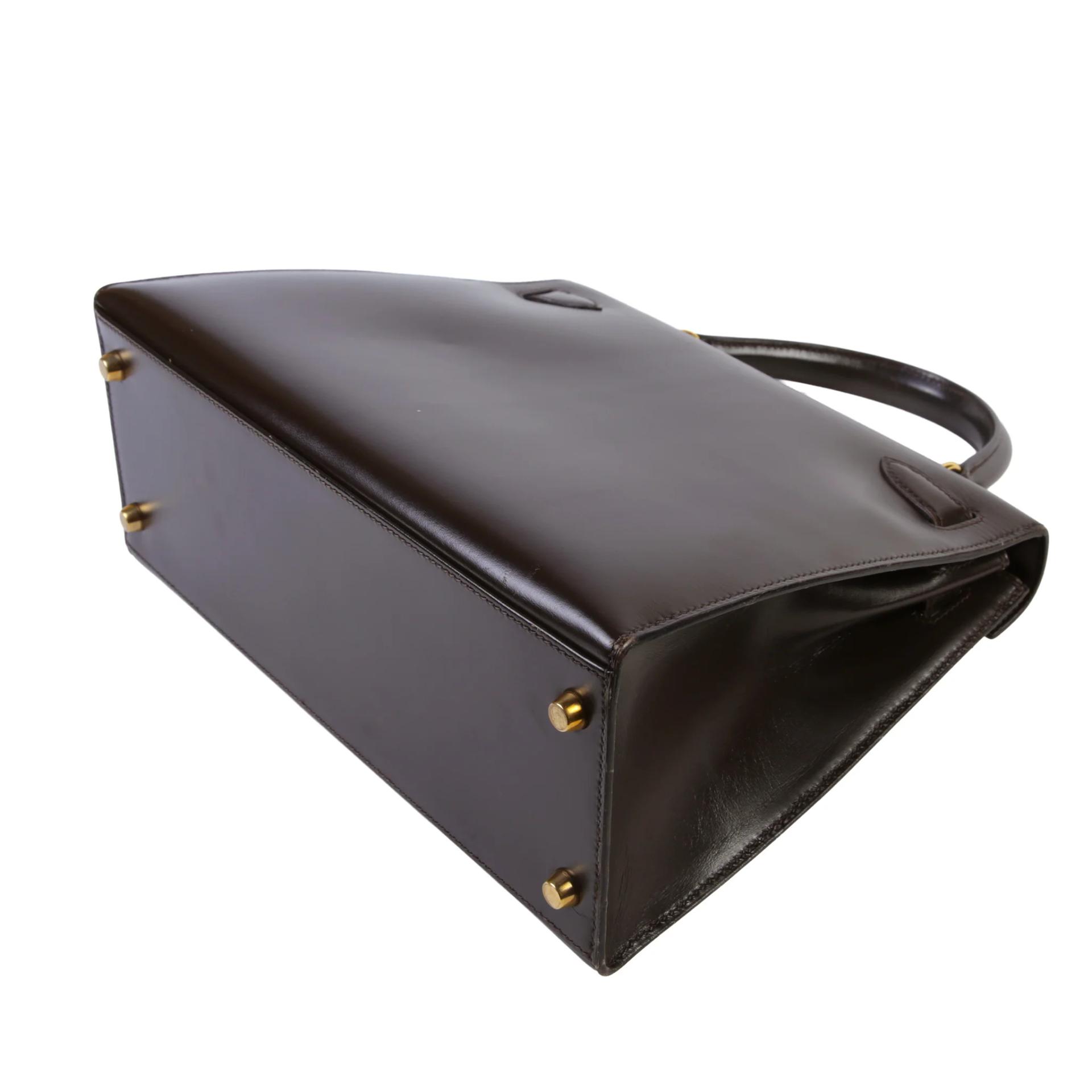 Good ( Rank AB) HERMÈS Kelly 28 Brown Box-calf Gold hardware Circle W (1993) - 7