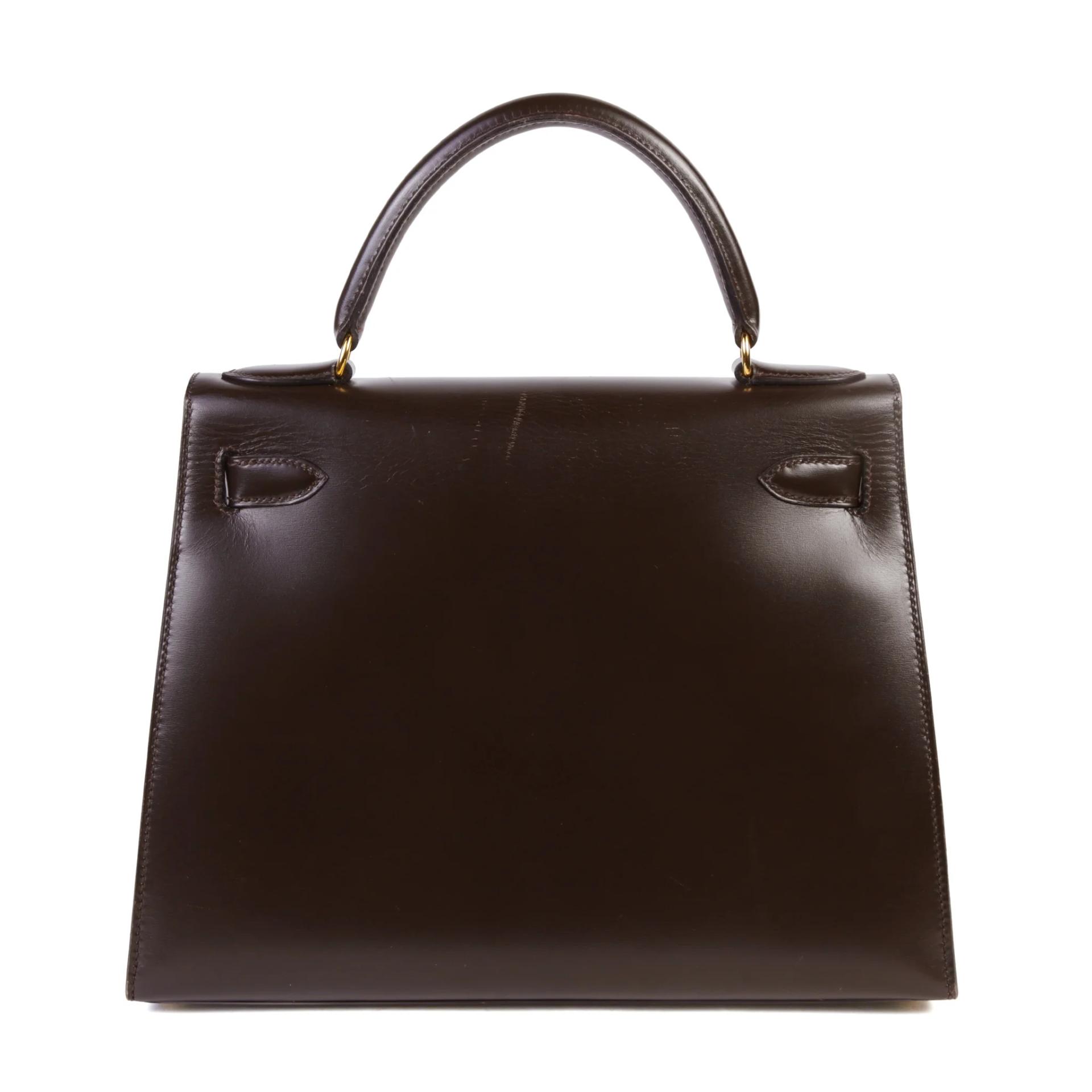 Good ( Rank AB) HERMÈS Kelly 28 Brown Box-calf Gold hardware Circle W (1993) - 2