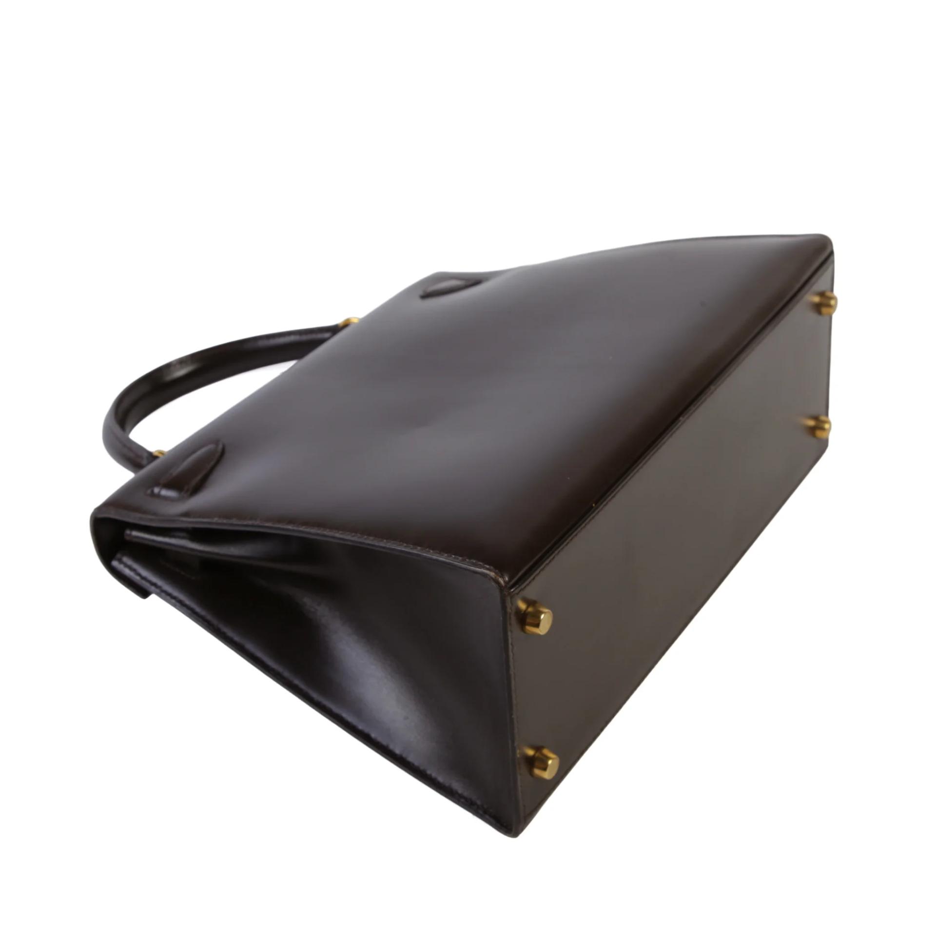 Good ( Rank AB) HERMÈS Kelly 28 Brown Box-calf Gold hardware Circle W (1993) - 6