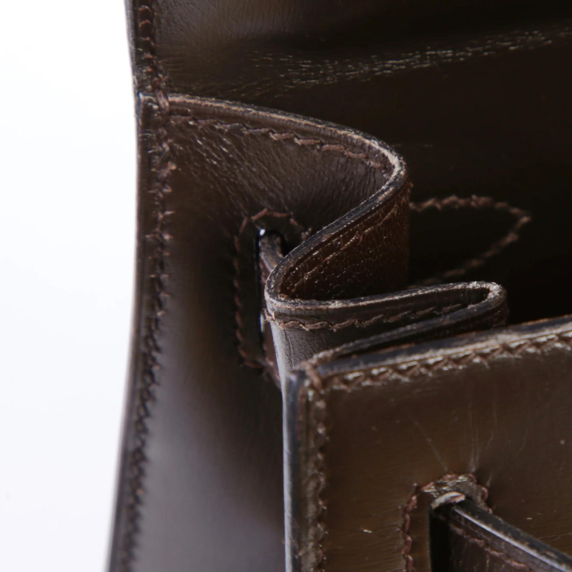 Good ( Rank AB) HERMÈS Kelly 28 Brown Box-calf Gold hardware Circle W (1993) - 13