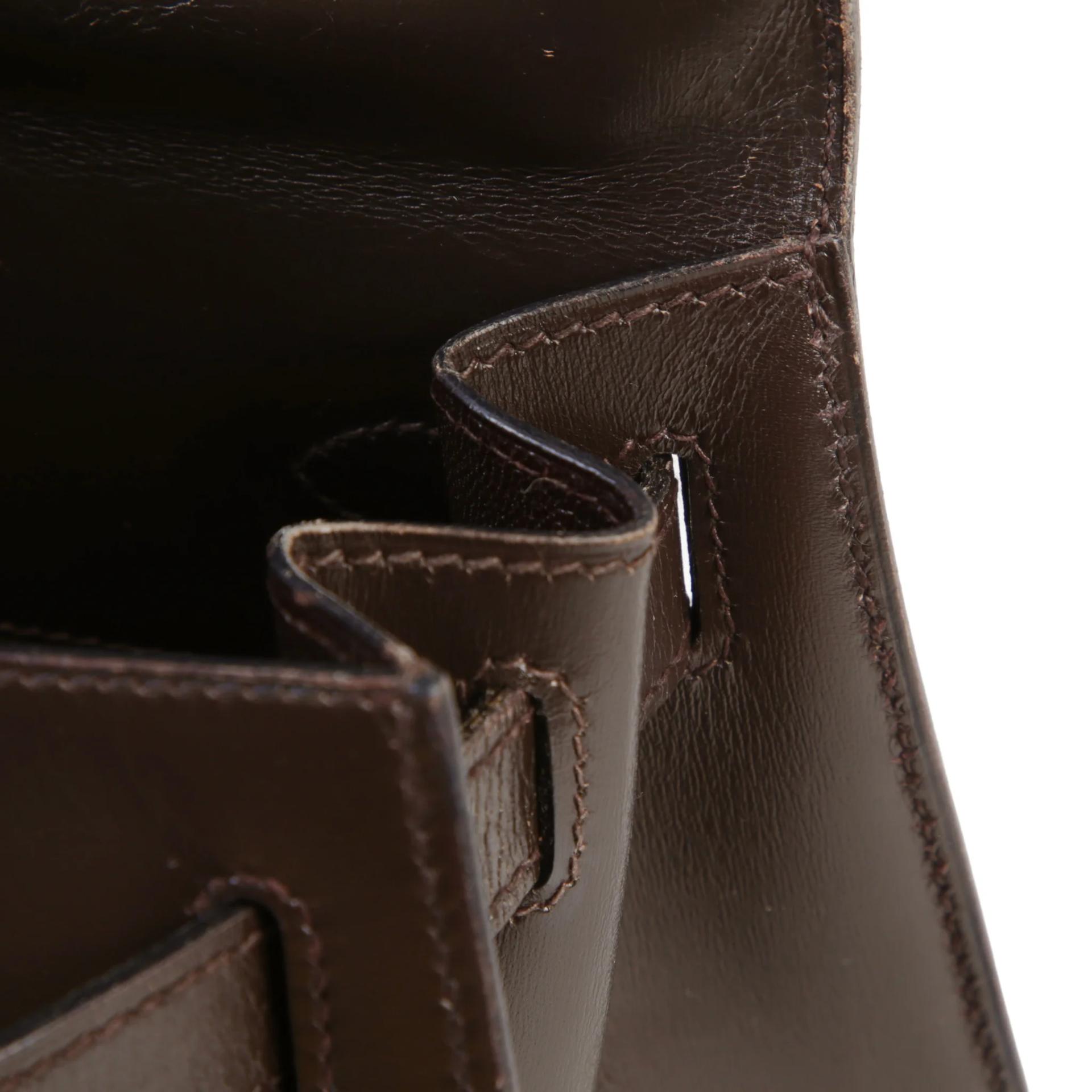 Good ( Rank AB) HERMÈS Kelly 28 Brown Box-calf Gold hardware Circle W (1993) - 12