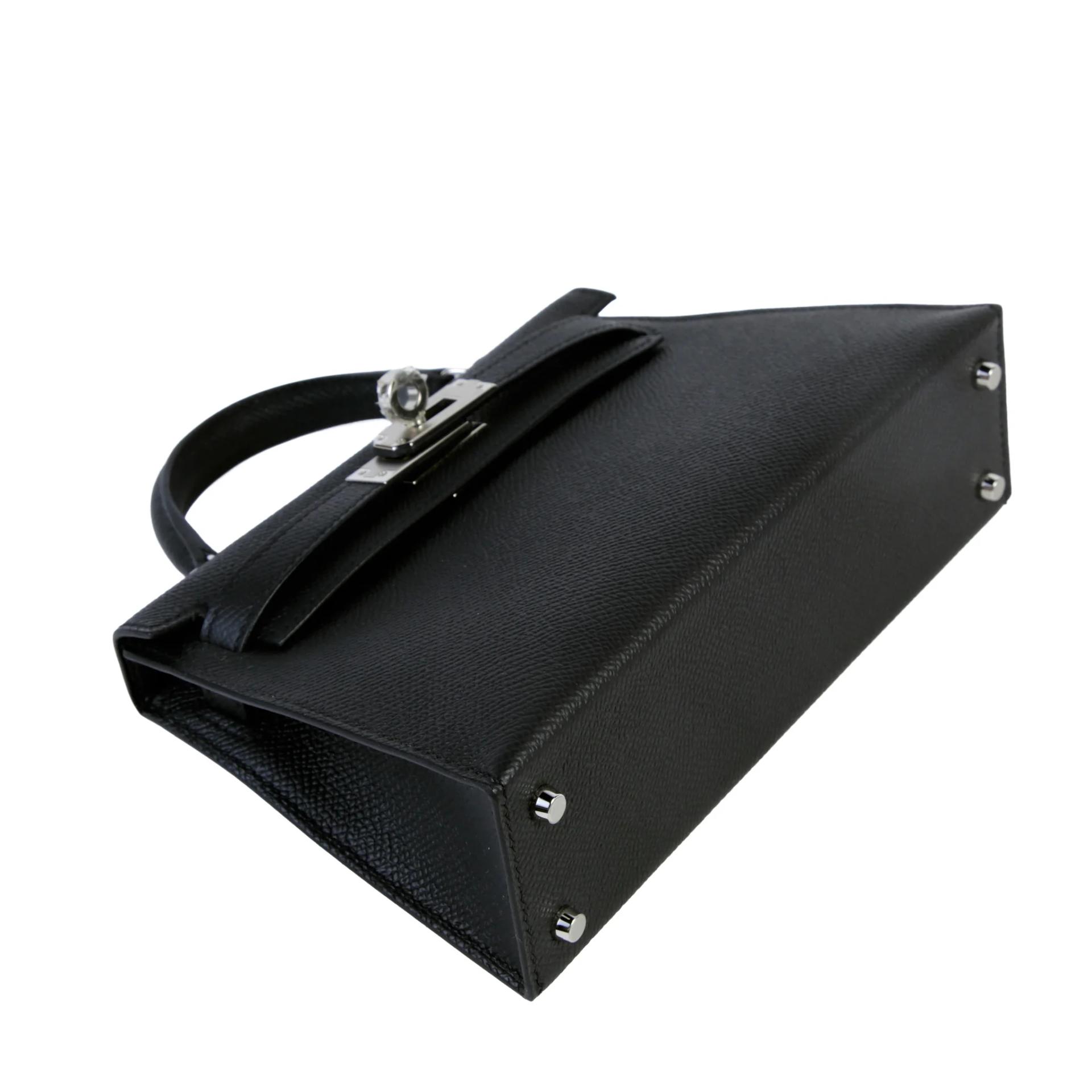 Unused ( Rank NS ) HERMÈS Mini Kelly II Noir (89) Epsom Palladium hardware W (2024) - 4