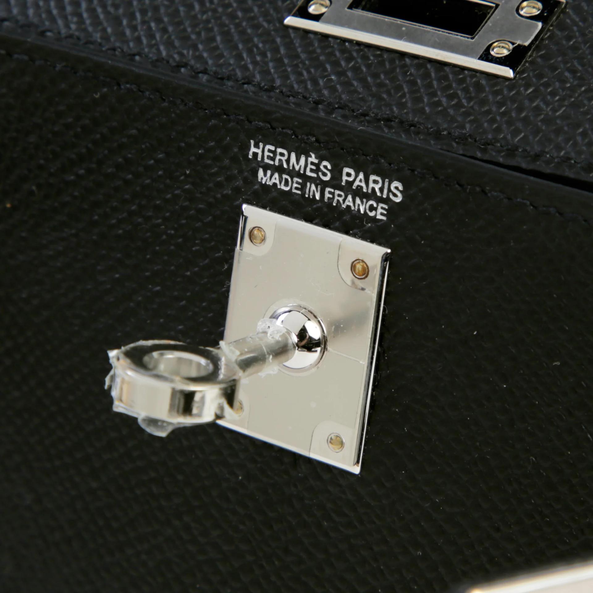 Unused ( Rank NS ) HERMÈS Mini Kelly II Noir (89) Epsom Palladium hardware W (2024) - 9