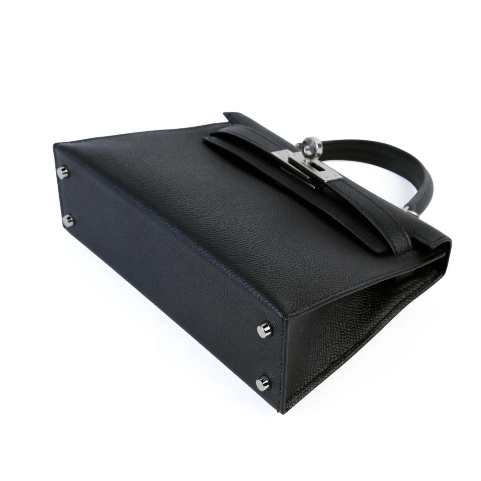 Unused ( Rank NS ) HERMÈS Mini Kelly II Noir (89) Epsom Palladium hardware W (2024) - 5