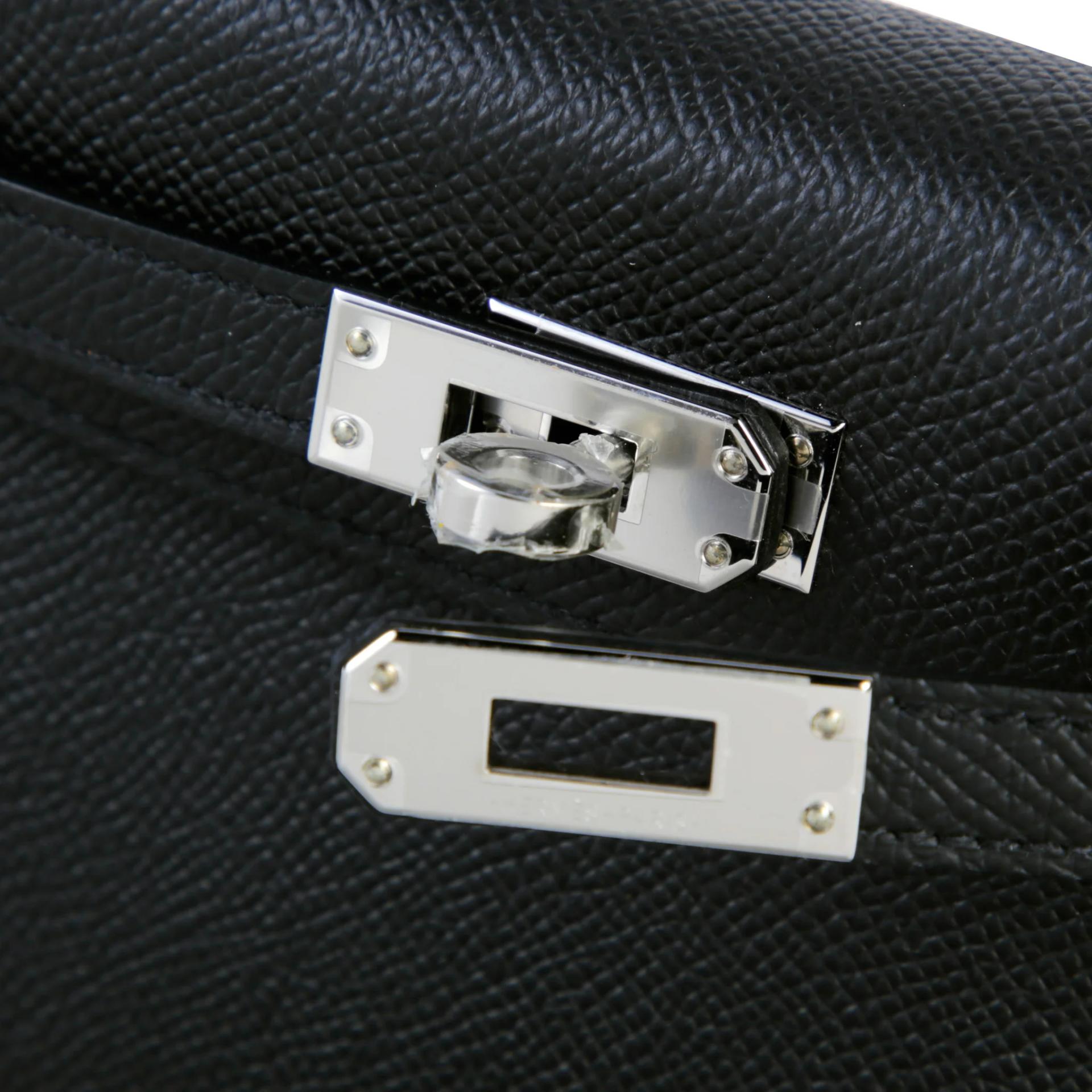 Unused ( Rank NS ) HERMÈS Mini Kelly II Noir (89) Epsom Palladium hardware W (2024) - 8