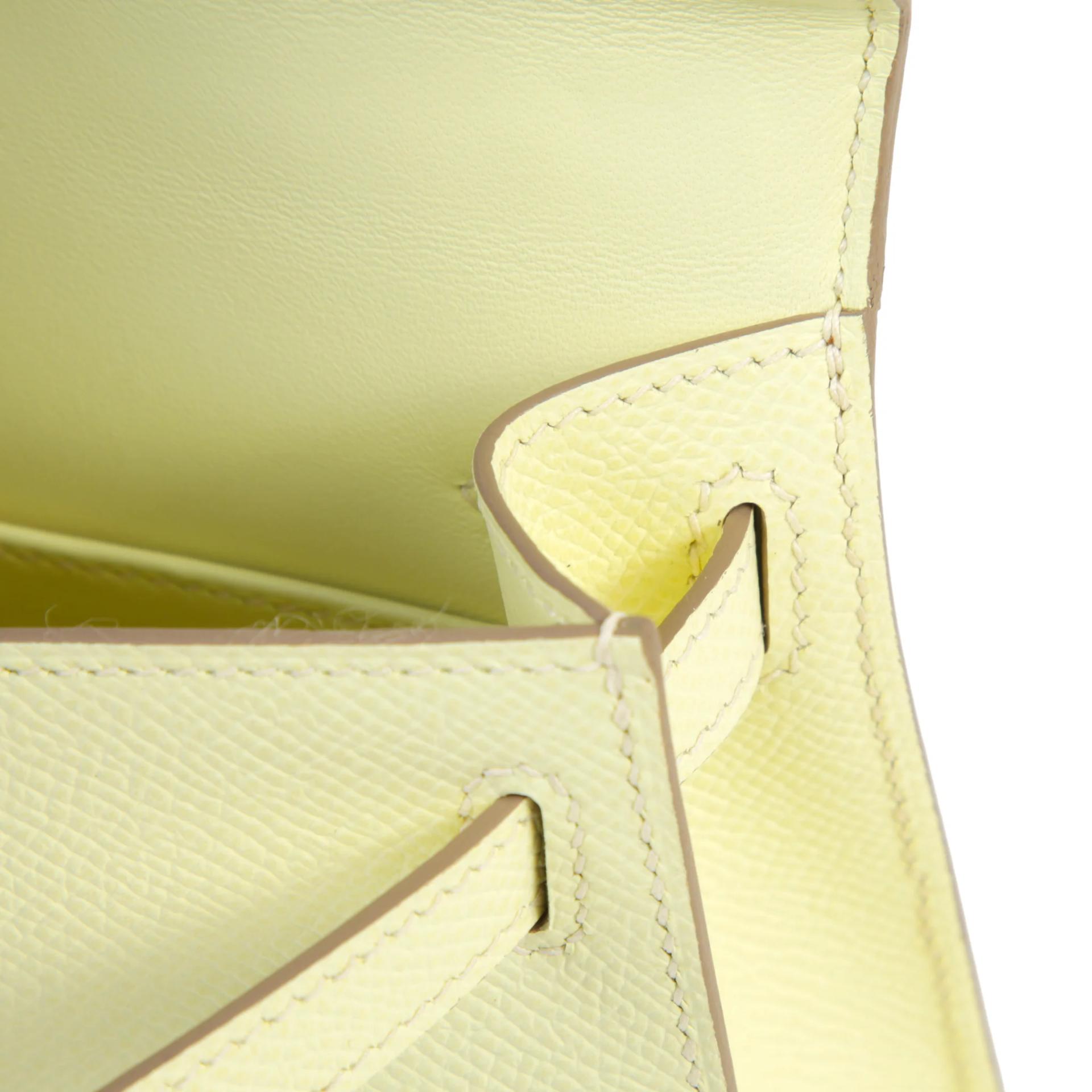 Brand New ( Rank N ) HERMÈS Mini Kelly II Jaune milton (i8) Epsom Electrum hardware K (2025) - 11