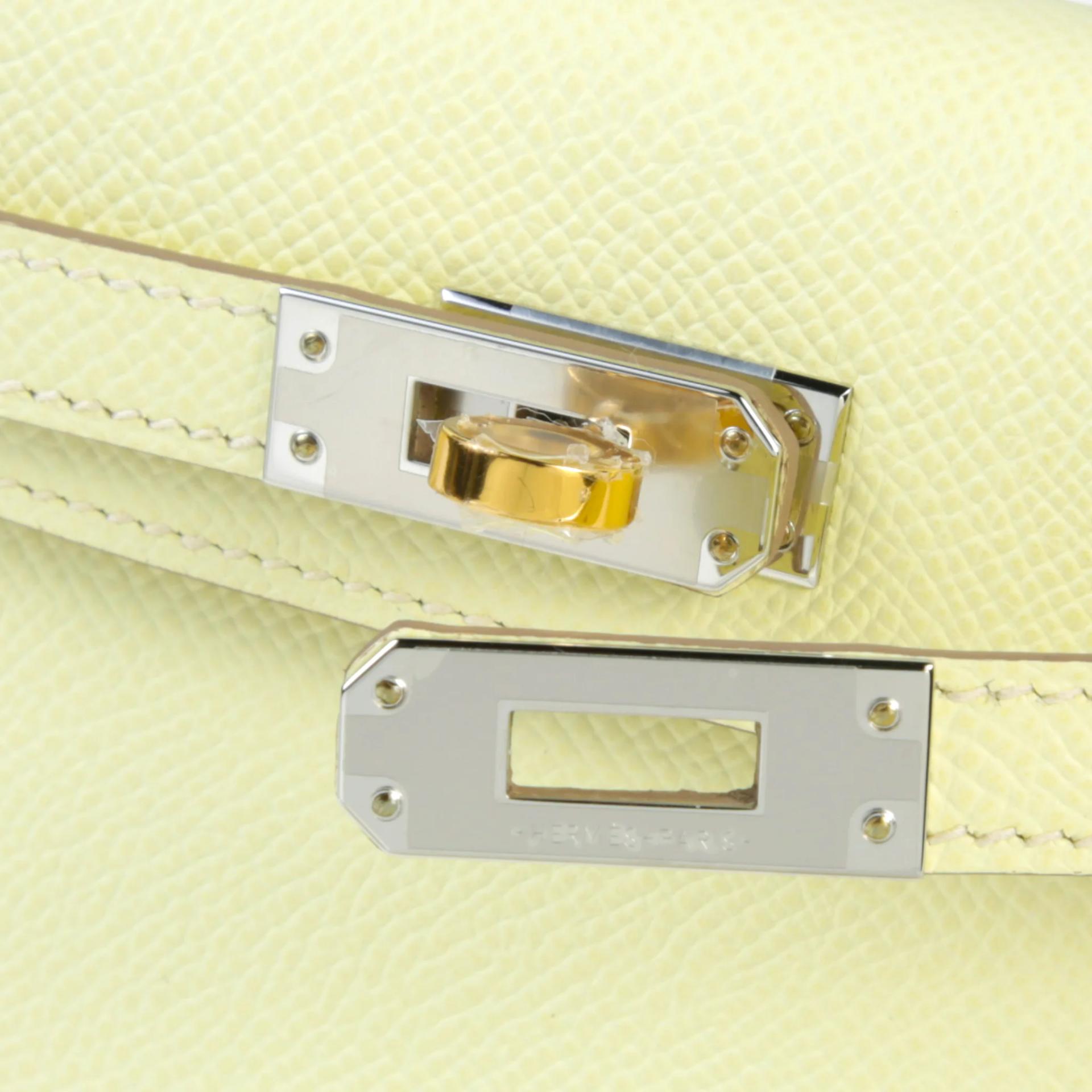 Brand New ( Rank N ) HERMÈS Mini Kelly II Jaune milton (i8) Epsom Electrum hardware K (2025) - 8