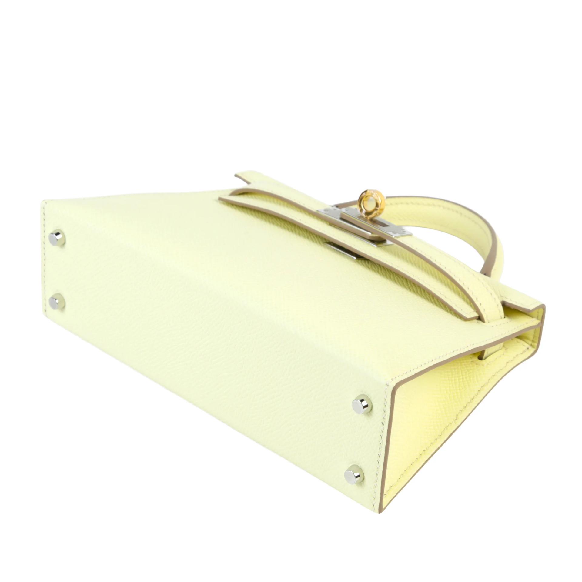 Brand New ( Rank N ) HERMÈS Mini Kelly II Jaune milton (i8) Epsom Electrum hardware K (2025) - 5
