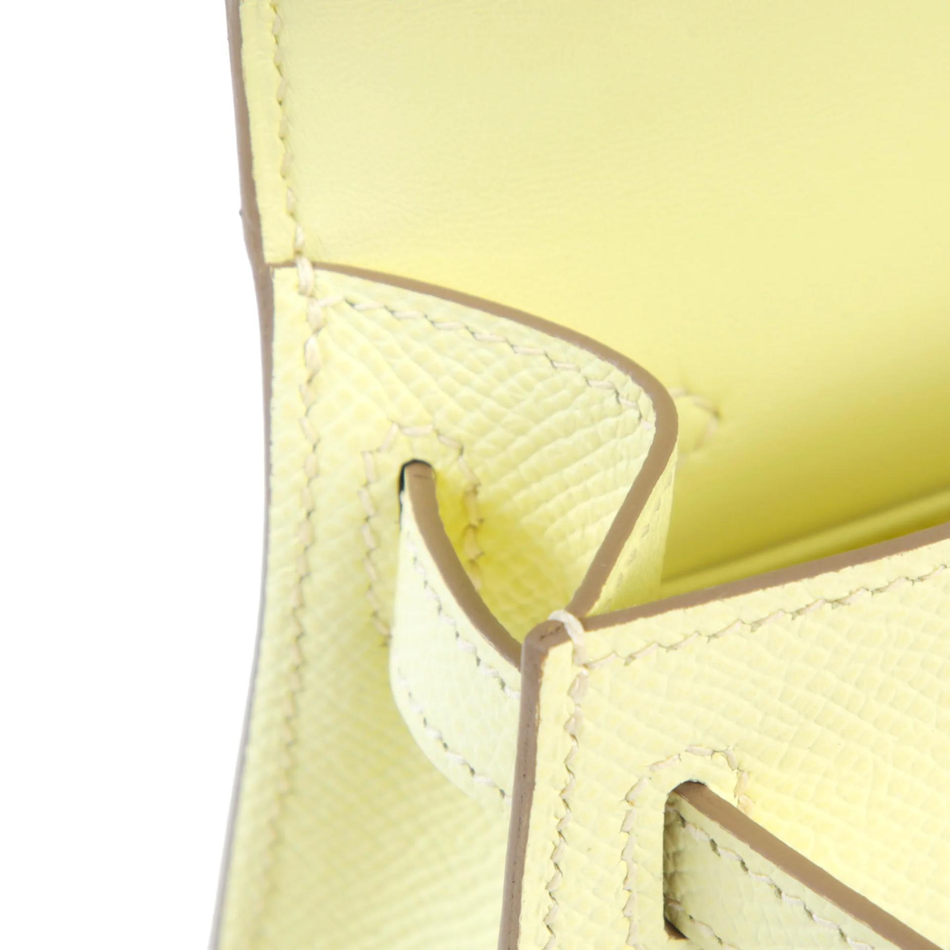 Brand New ( Rank N ) HERMÈS Mini Kelly II Jaune milton (i8) Epsom Electrum hardware K (2025) - 12