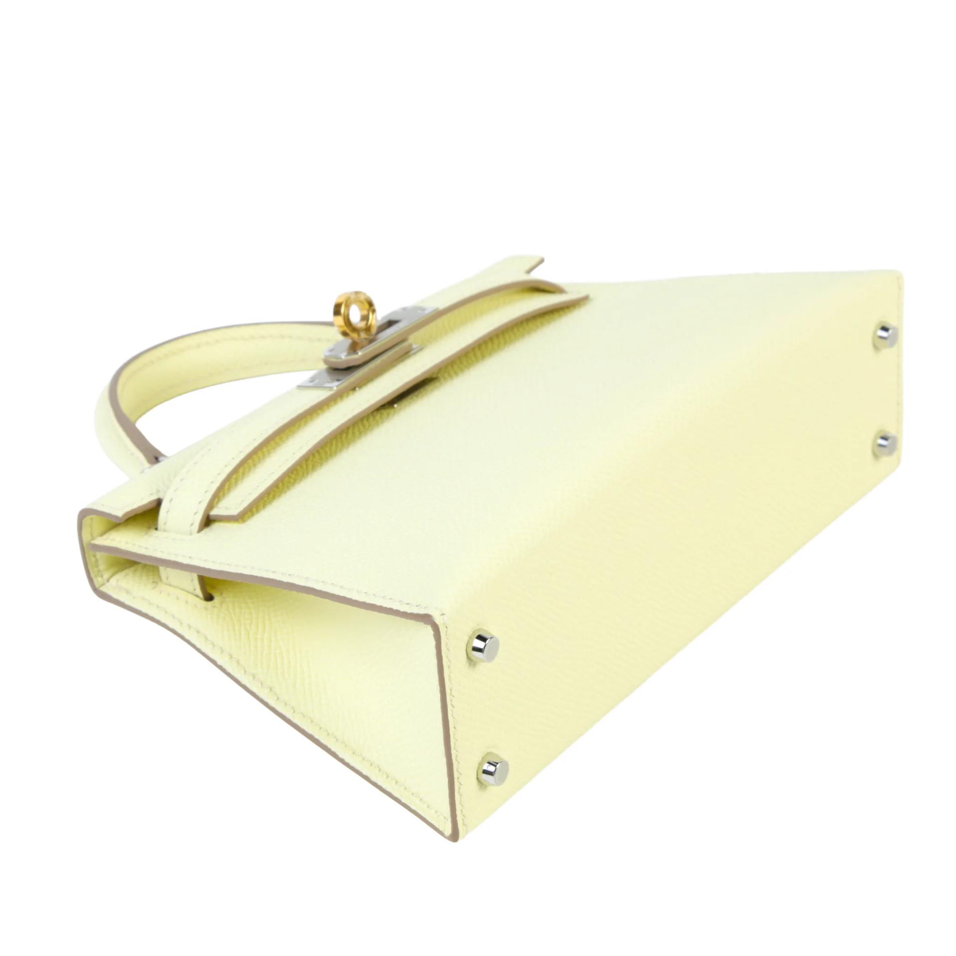 Brand New ( Rank N ) HERMÈS Mini Kelly II Jaune milton (i8) Epsom Electrum hardware K (2025) - 4