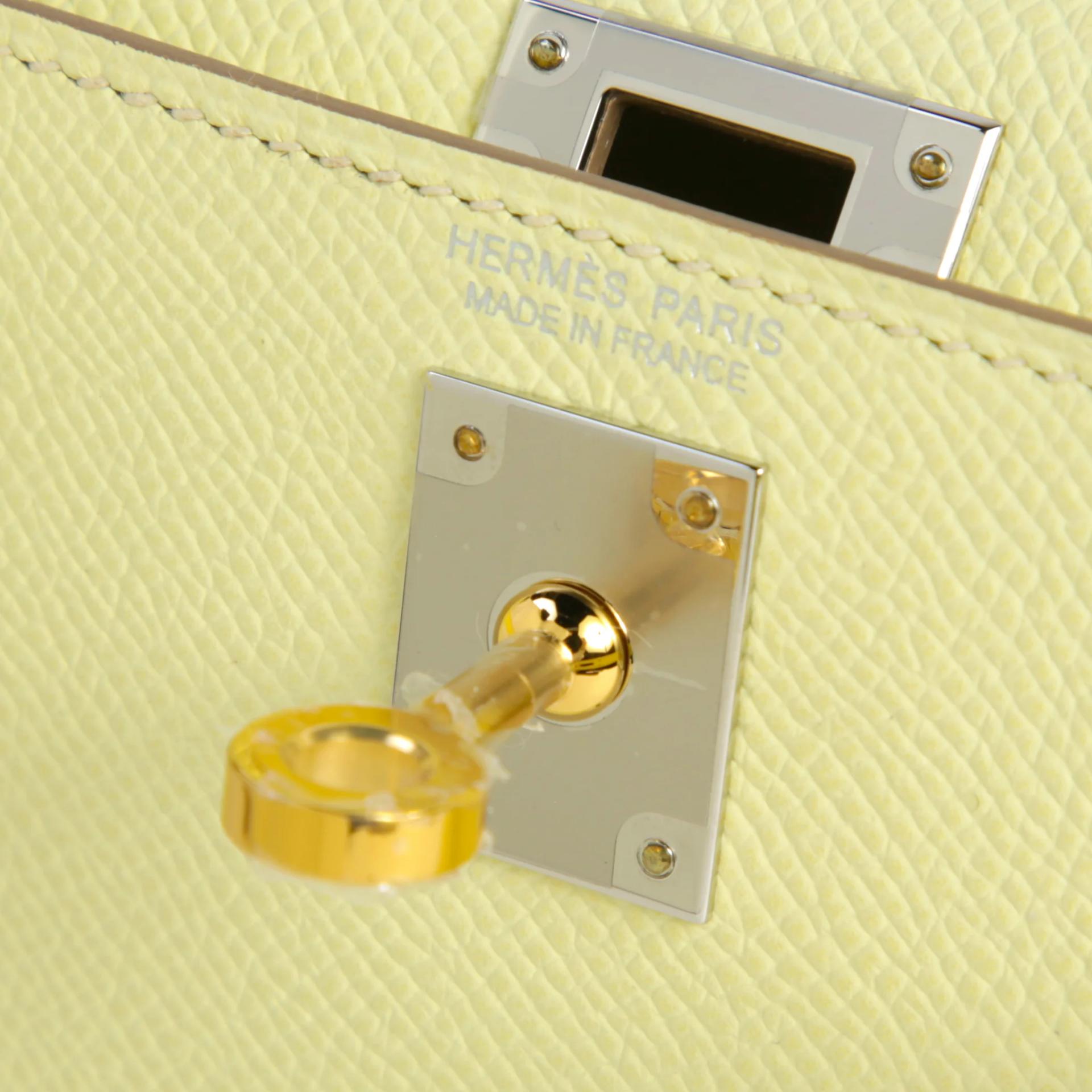 Brand New ( Rank N ) HERMÈS Mini Kelly II Jaune milton (i8) Epsom Electrum hardware K (2025) - 9