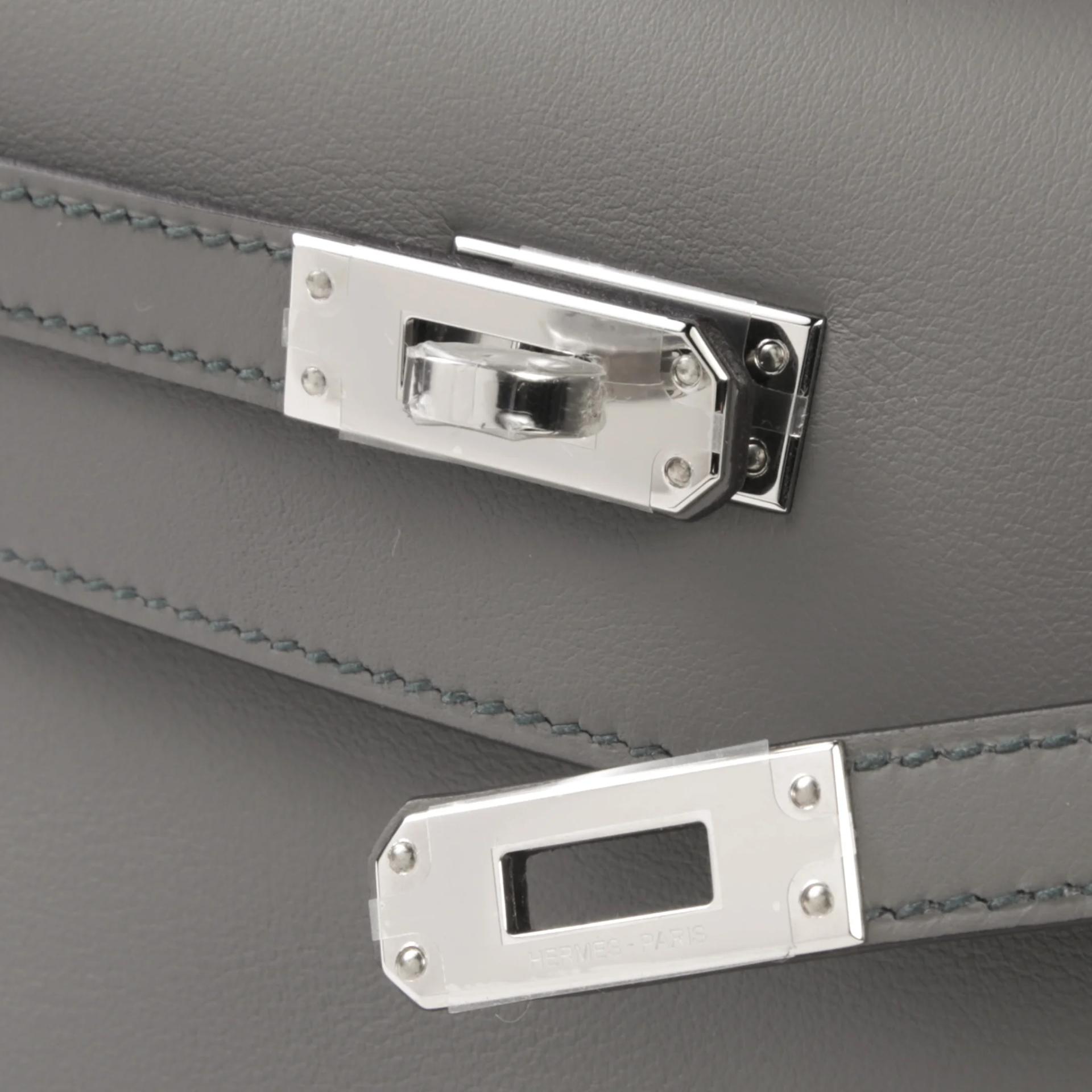 Brand New ( Rank N ) HERMÈS Special Order Kelly Pochette HSS Gris Meyer (0L) Nata (I2) Swift Palladium hardware K (2025) - 7