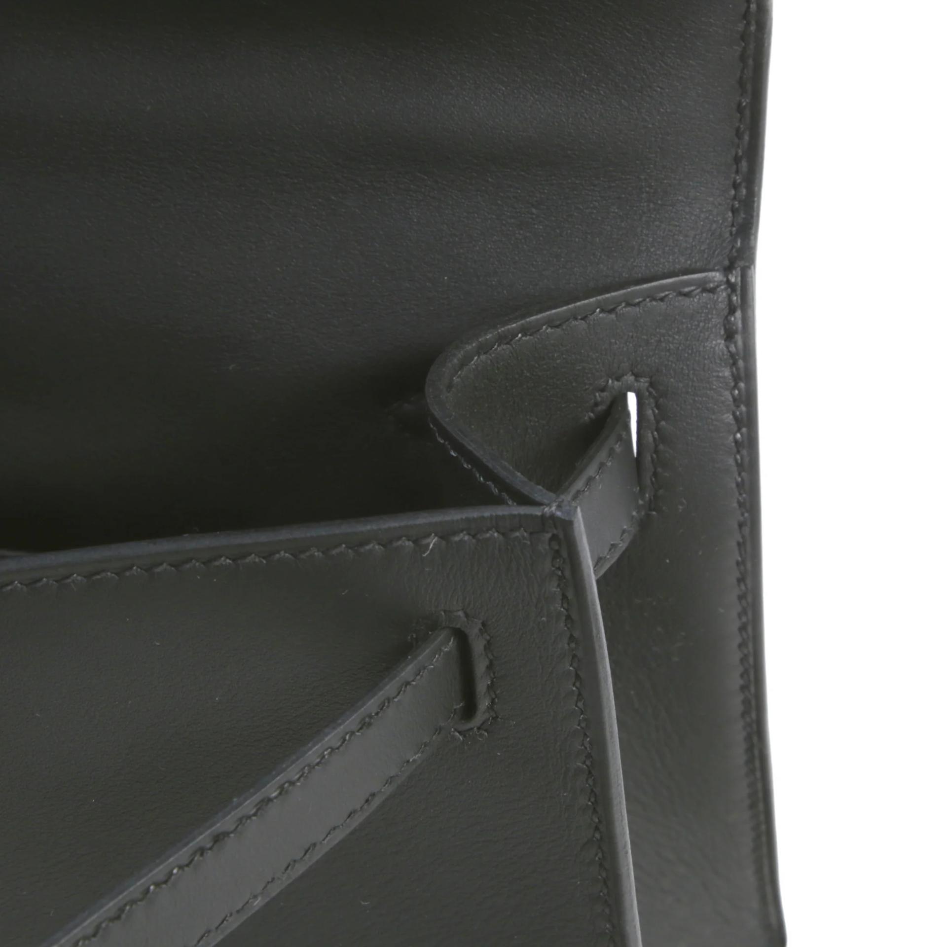 Brand New ( Rank N ) HERMÈS Kelly Pochette Noir (89) Swift Palladium hardware K (2025) - 12