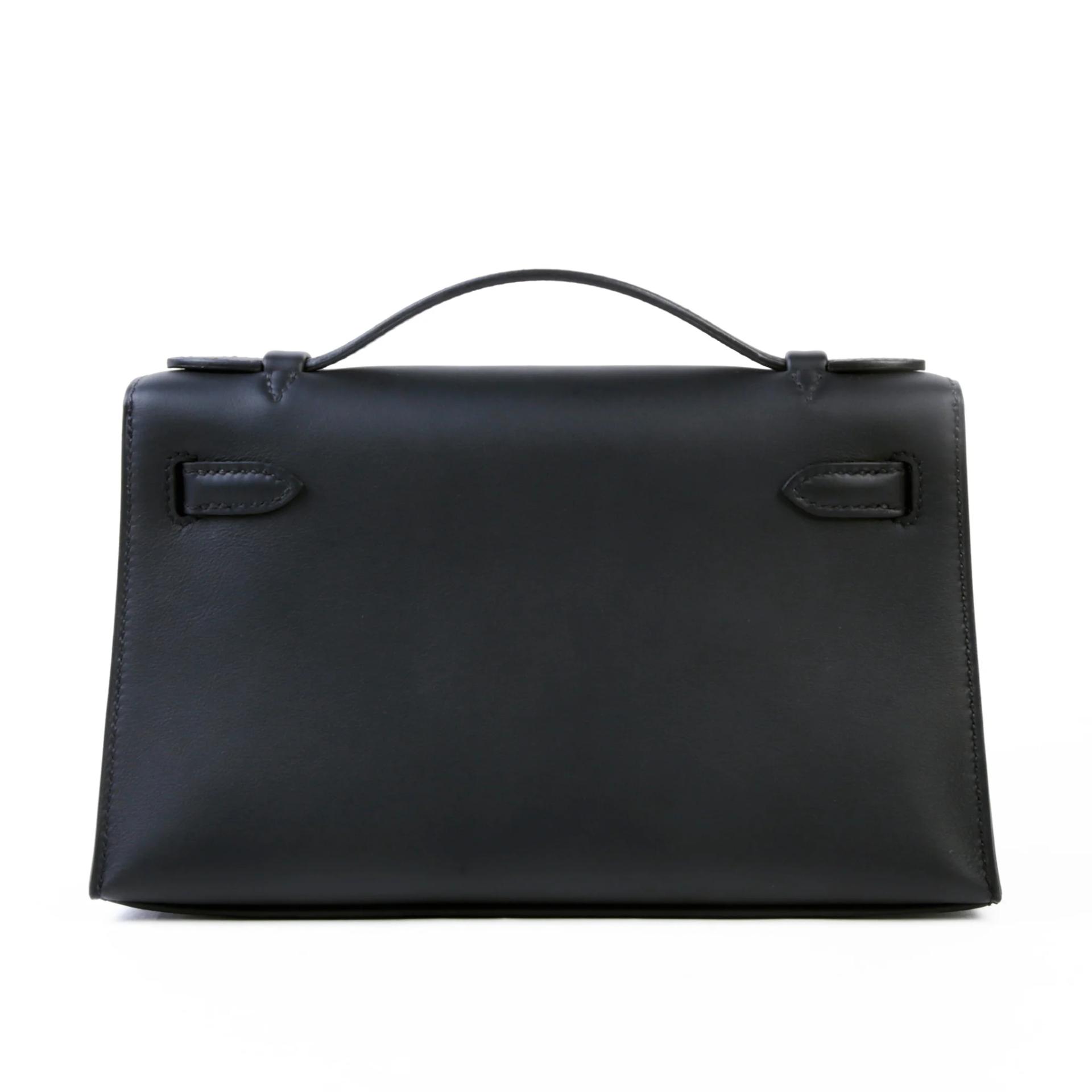Brand New ( Rank N ) HERMÈS Kelly Pochette Noir (89) Swift Palladium hardware K (2025) - 2