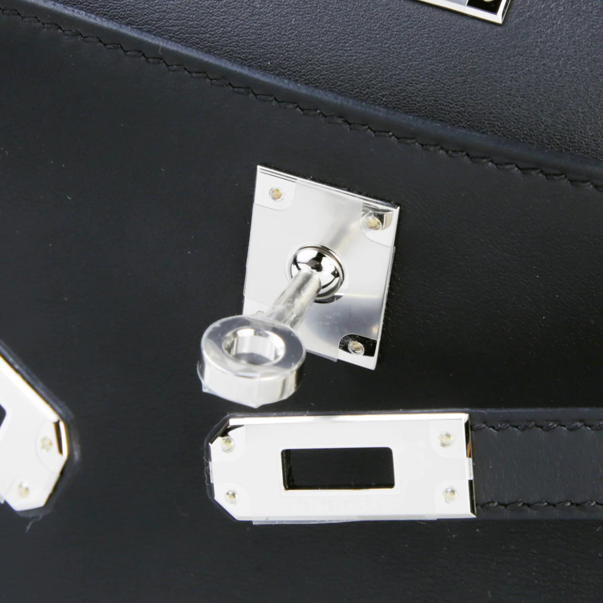 Brand New ( Rank N ) HERMÈS Kelly Pochette Noir (89) Swift Palladium hardware K (2025) - 9
